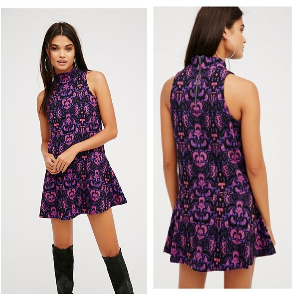 Free People | Pink/Purple Knit Print Dress